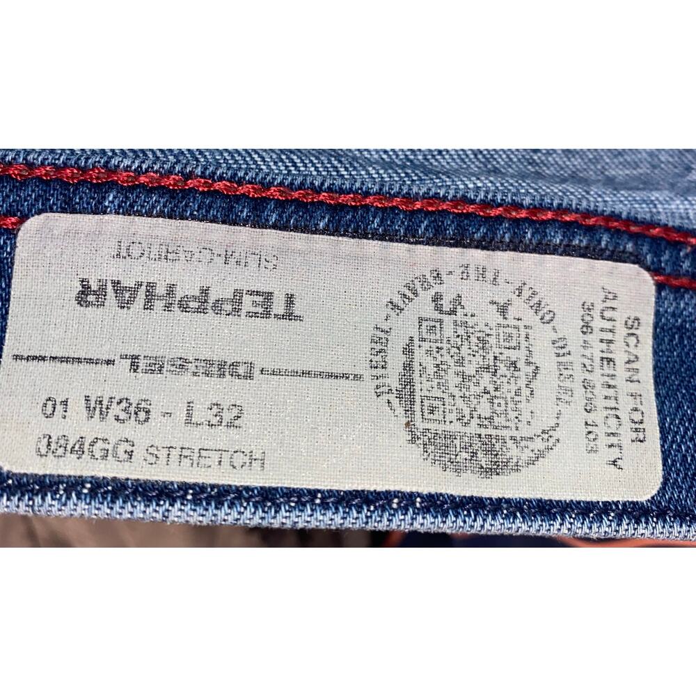 Diesel Teppher Slim Carrot Mens Jeans 36X32 - Picture 6 of 9